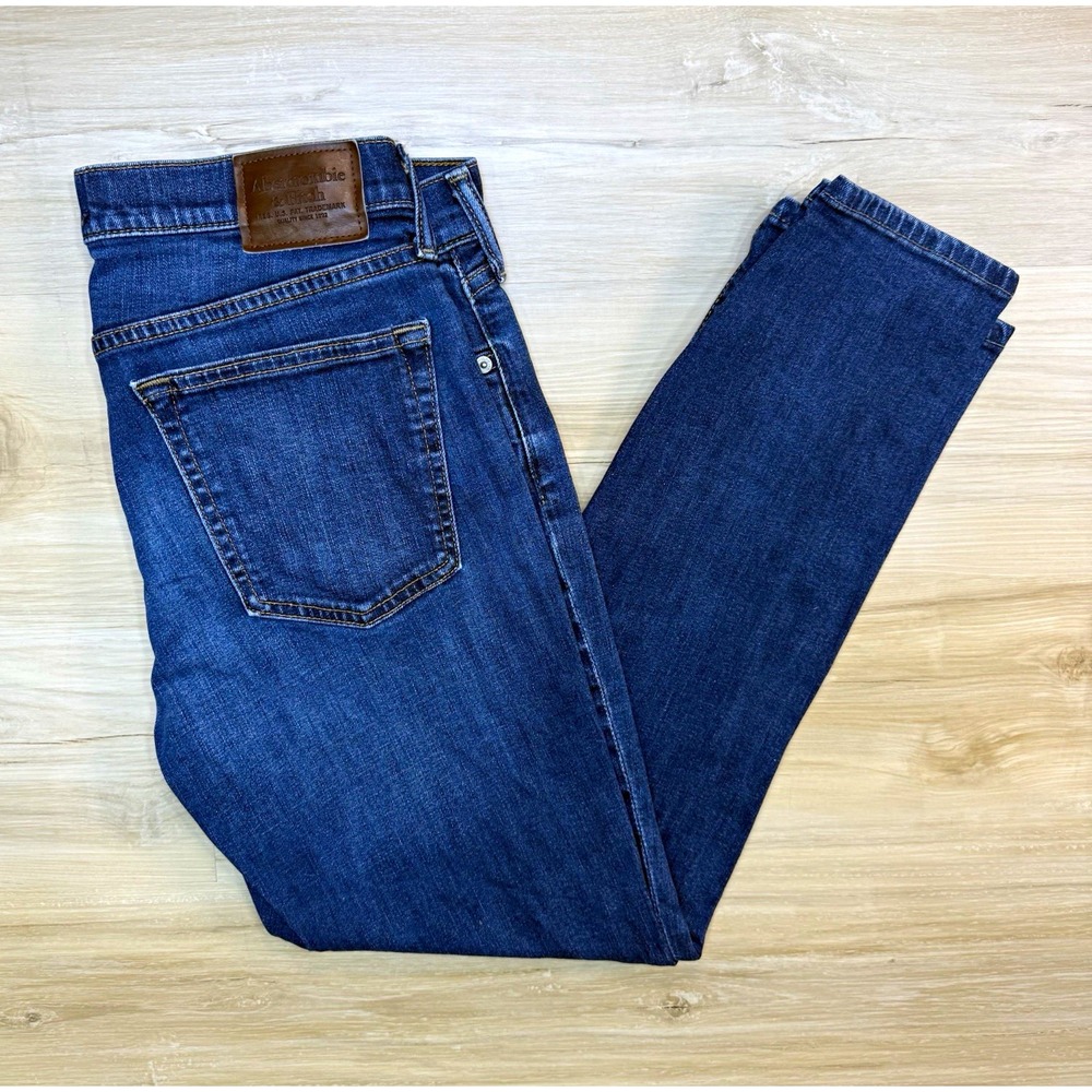 Abercrombie & Fitch Athletic Skinny Stretch Mens Jeans 32x30 Blue Wash Denim